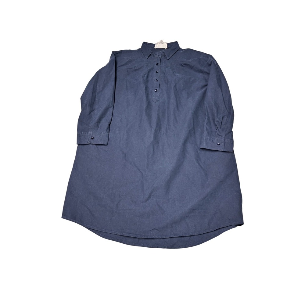 Pomander‎ Place Navy Blue Cotton Pintuck Tunic Shirt Dress Womens Medium Y18715T
